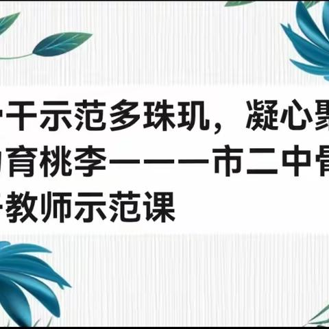 骨干示范多珠玑，凝心聚力育桃李——市二中骨干教师示范课