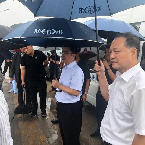 张成文副秘书长与郭进平局长冒雨检查指导滏阳河全域生态修复工作