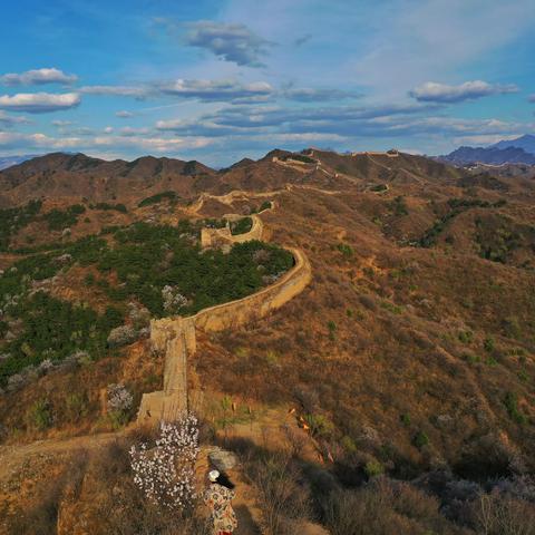 蟠龙山长城春色，古北口