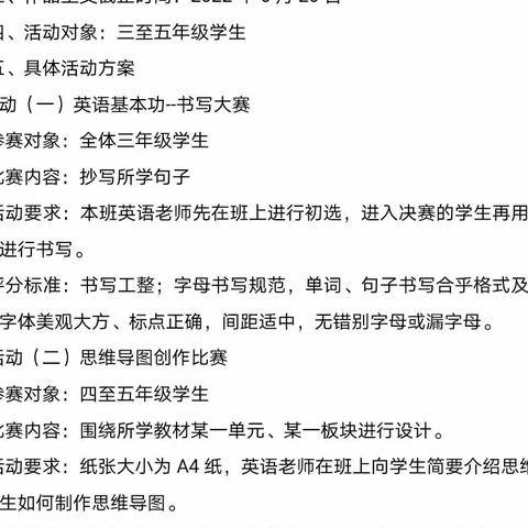 规范书写 绘出新意—城北小学2022年上学期三至五年级英语竞赛活动