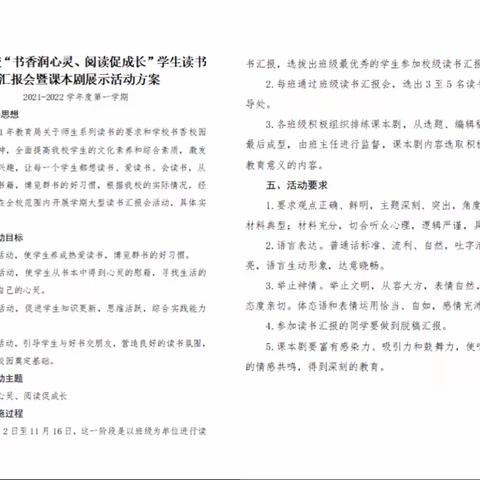 “书香润心灵 阅读促成长”红光学校校级读书汇报会暨课本剧展示