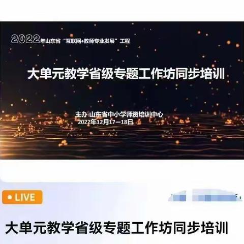 “线上赋能，线下提效”-潍坊市特级教师子工作坊全体成员参与省大单元培训活动