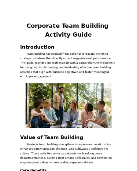 Corporate Team Building Activity Guide