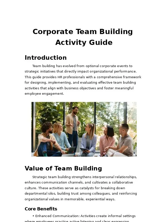 Corporate Team Building Activity Guide