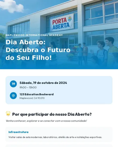 Maplewood International Academy: Dia Aberto 19 de Outubro – Descubra o Futuro do Seu Filho!