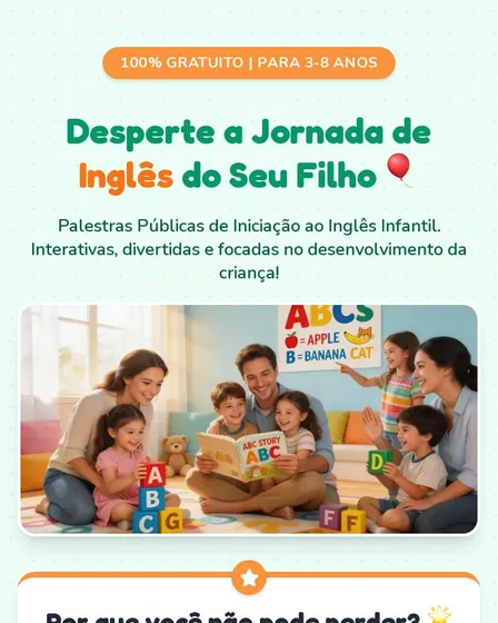 Palestras de Inglês Infantil Gratuitas: Inscrições Abertas para Famílias