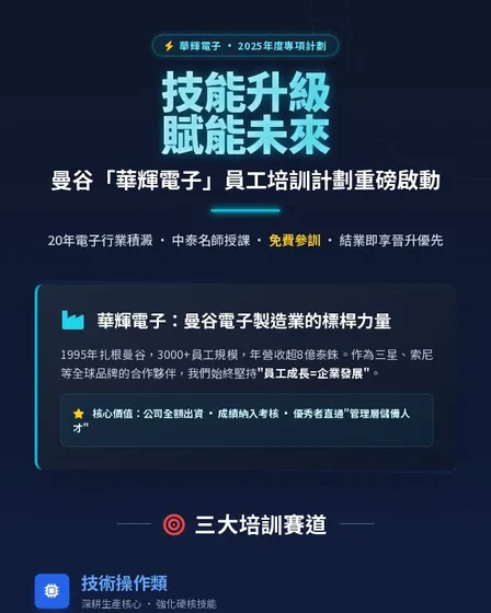 曼谷华辉电子员工技能培训开启