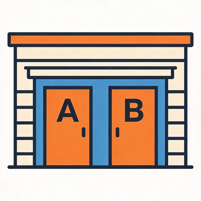 一个扁平化风格的图标，展示一栋楼里有两个独立的门牌号