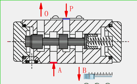 Animation of hydraulic valve operation
