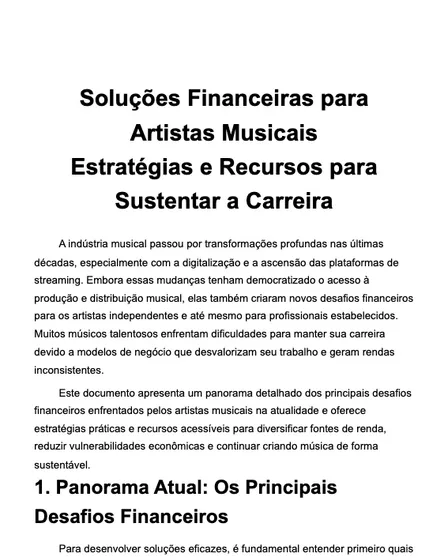 Soluções Financeiras para Artistas Musicais