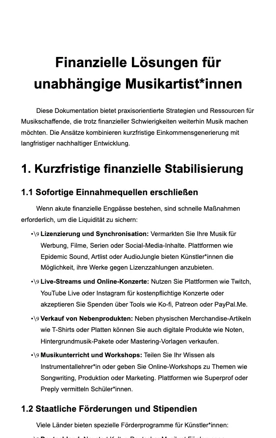 Finanzielle Lösungen für unabhängige Musikartist*innen