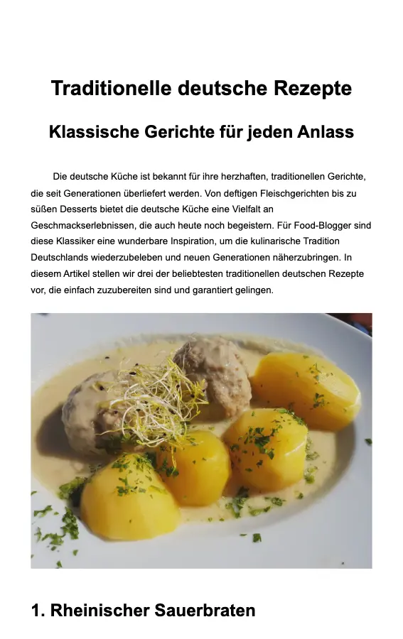 Traditionelle deutsche Rezepte für Food-Blogger