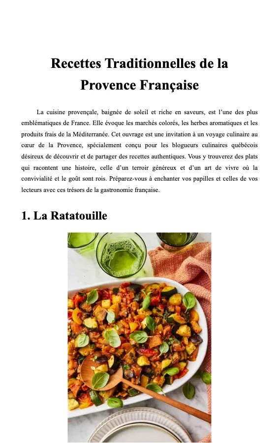 Recettes traditionnelles de la Provence