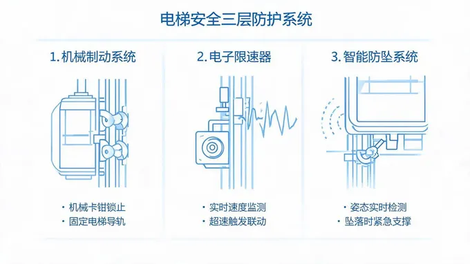电梯安全三层防护系统示意图
