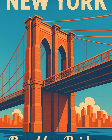Brooklyn Bridge Urban Landscape Prints - 4 Style Variations