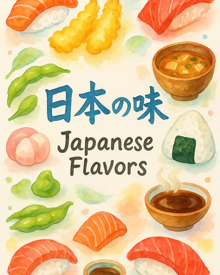 和食食材ハンドドローイング-縦長ポスター版