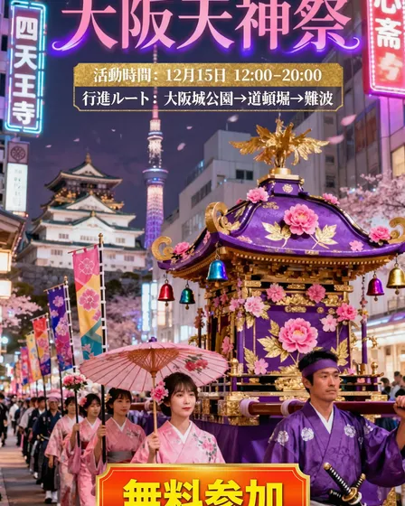 大阪天神祭ポスター_無料参加ラベル付き