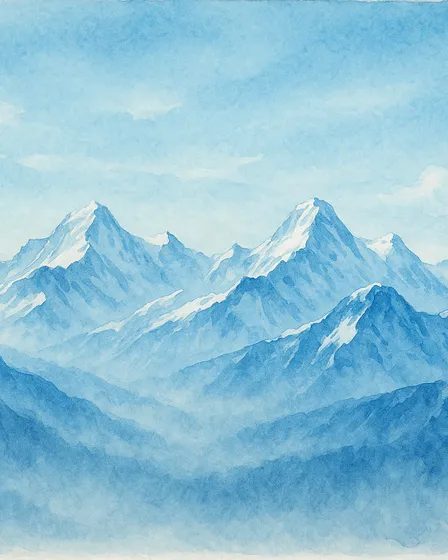 Cartes Postales Alpes - Aquarelle Tons Bleutés