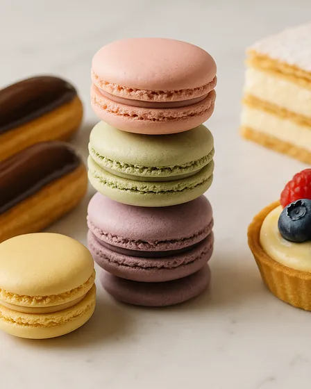 Nature Morte de Macarons et Desserts Français - Impressions Photographiques