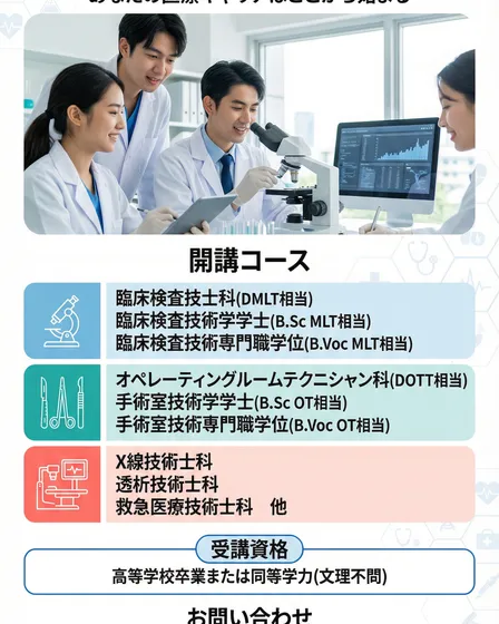 メリタス・ヘルスケア・カレッジ 東京校ポスター - 縦型レイアウト 4バリエーション