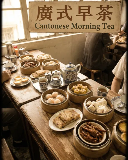 廣式早茶點心靜物畫 - 四款風格印刷作品
