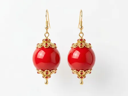 Flamenco Red Ball Earrings - Four Commercial Images