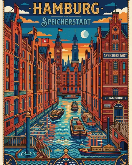 Hamburg Harbor Vertical Art Prints - 4 Variants