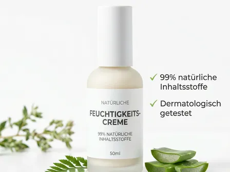 Vier E-Commerce-Grafiken Naturkosmetik mit natürlichen Inhaltsstoffen