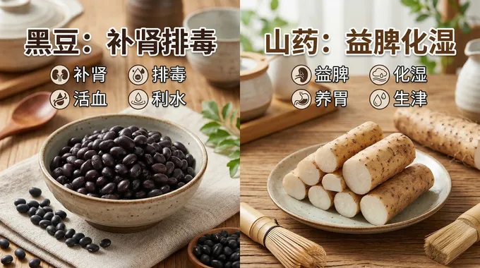 黑豆与山药功效图
