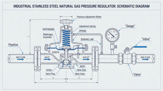 不锈钢减压器外部结构与清洁示范图