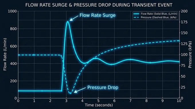 Flow Rate Surge and Pressure Drop Chart