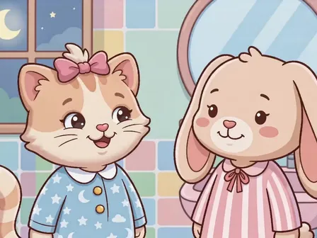 Kitten Sister's Clean Teeth